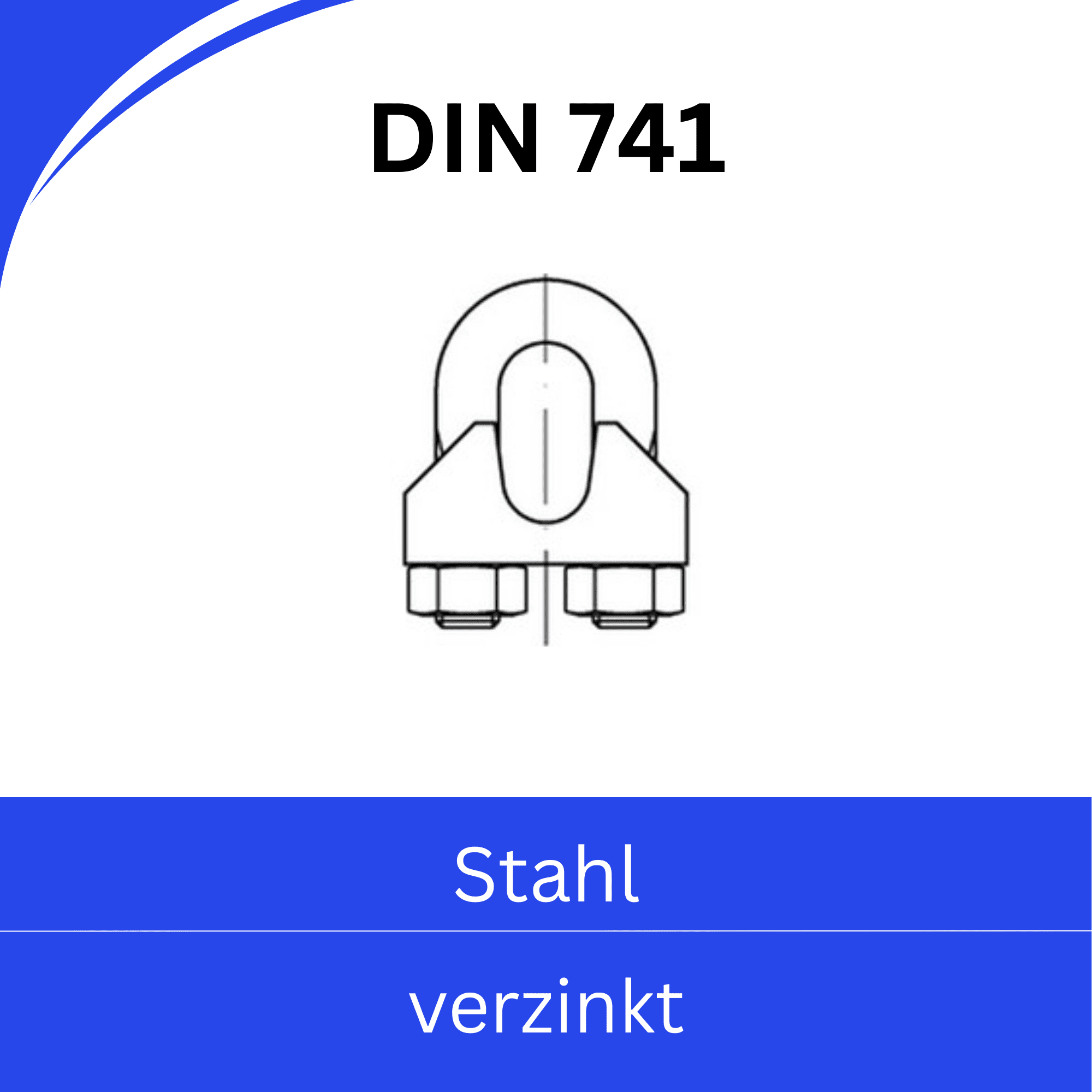 Bild für Kategorie ➤ Kategorie: DIN 741 ➤ Drahtseilklemmen (Stahl verzinkt)